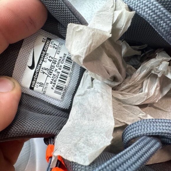 Size 10 Nike‎ Air Max 95 Ultra Dark Grey Total Orange Lifestyle Shoes 749212-001 - Picture 7 of 10